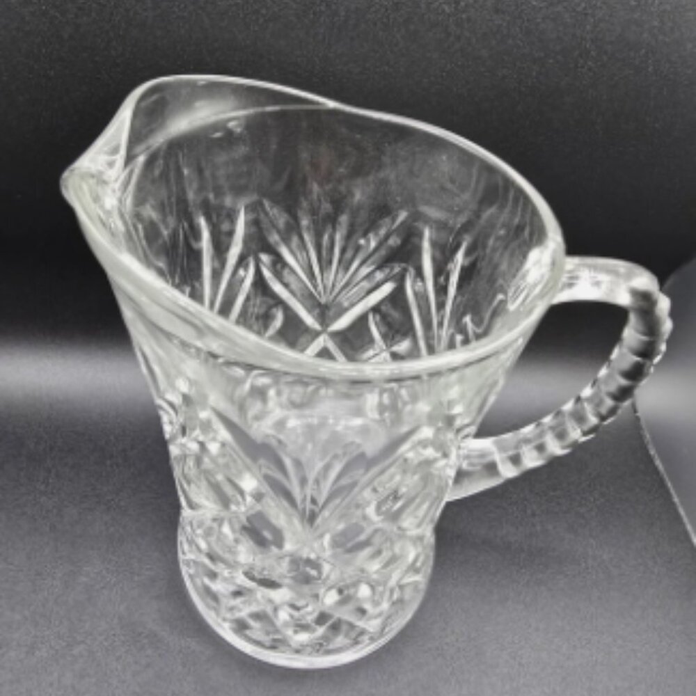 Vintage Small Pressed Cut Glass Pitcher Water Juice Creamer